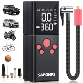 SAFGNPS Tire Inflator Portable Air Compressor, 150PSI Cordless Portable Tire Inflator for Car, 3X Fast Smart Air Pump for Car Tires, Bike Pump, Motorcycle, Ball - Digital Pressure Gauge/LED
