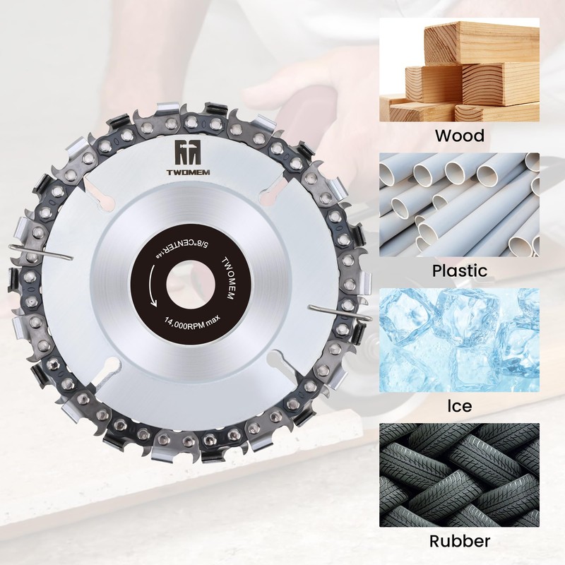 TWOMEM 4 Inch Wood Carving Chain Disc 22 Teeth with