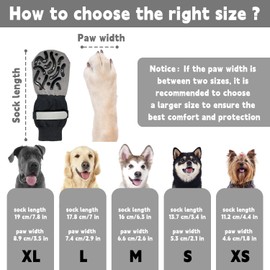 Pack of 4 Non-Slip Dog Socks, Dog Socks to Prevent Licking Dog Paws with Nubs, Adjustable Dog Shoes, Dog Paw Protector for Older Dogs on Hardwood Floors Indoor (Black, M)