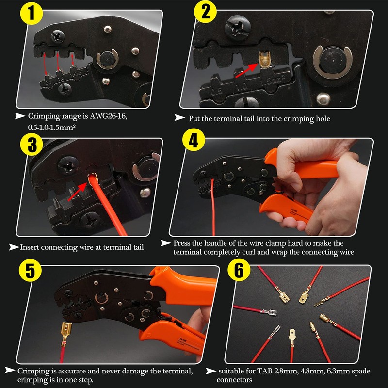 Twidec/Wire Crimping Pliers 26-16AMG Wire Crimping Tools with Ratchet,Manual Crimp