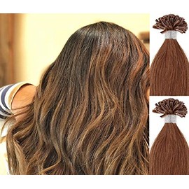 Hair Faux You 18" Remy Straight Pre bonded Keratin U Tip Human Hair Extensions 100 grams 100 strands Per Package Color #10 Light Brown