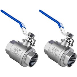 2 Pcs 3/4" Ball Valve 304 Stainless Steel Full Port 1000 WOG Two-Piece Domestic Water Pipe Valve Ball Valve for Water Oil & Gas Female