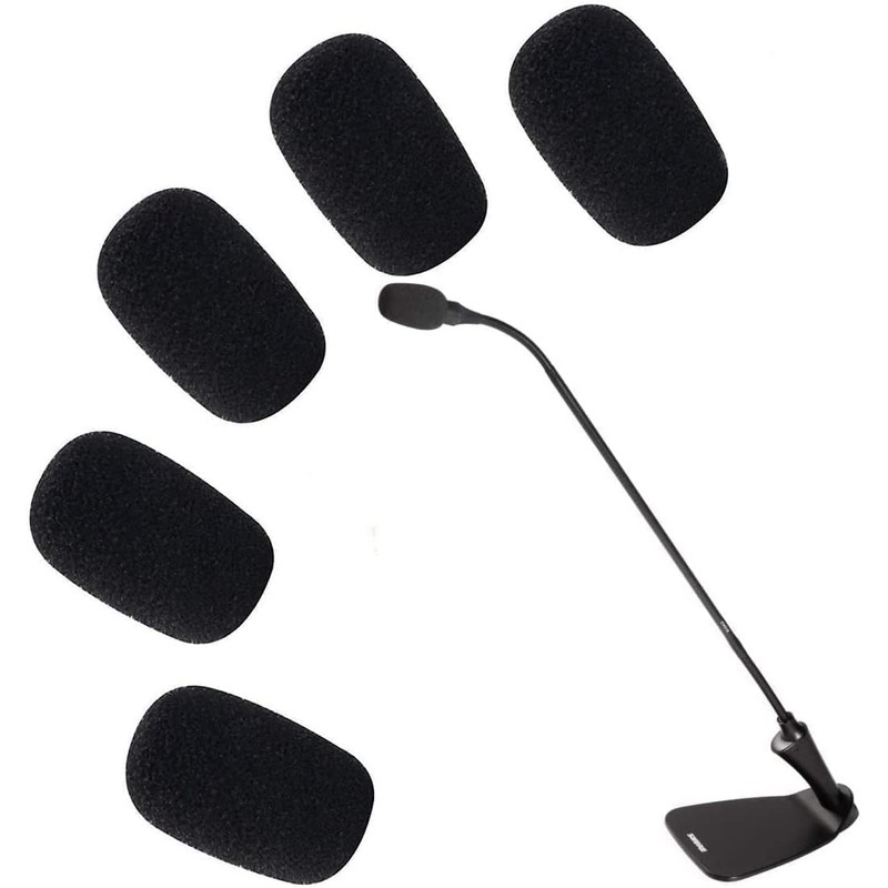5 Pcs Black Replacement Microphone Sponge Wind Shield Windscreen Foam