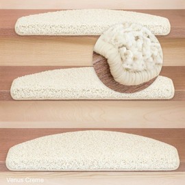 Kettelservice-Metzker Shaggy Venus Stair Mat, Semi-Circular, Available in 10 Colours, Single and Economy Packs