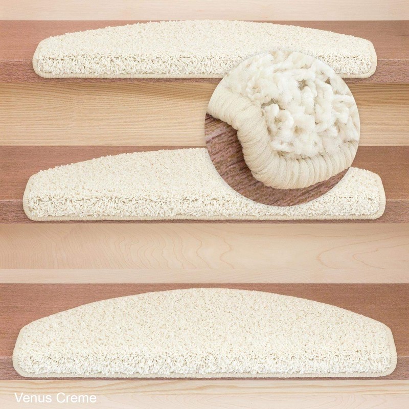 Kettelservice-Metzker Shaggy Venus Stair Mat, Semi-Circular, Available in 10 Colours,