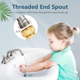 Aolemi Utility Sink Faucet 4 Inch Centerset, Laundry Sink Faucets with Swivel Spout and 3/4" NPT Threaded End, Dual Handle Faucet for Laundry or Utility Room, Brushed Nickel