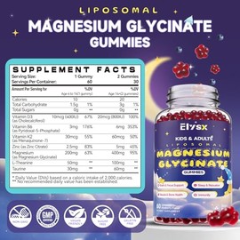 Gomitas de bisglicinato de magnesio liposomal de 400 mg para niños y adultos, suplemento de bisglicinato de magnesio masticable con teanina, B6, vitam