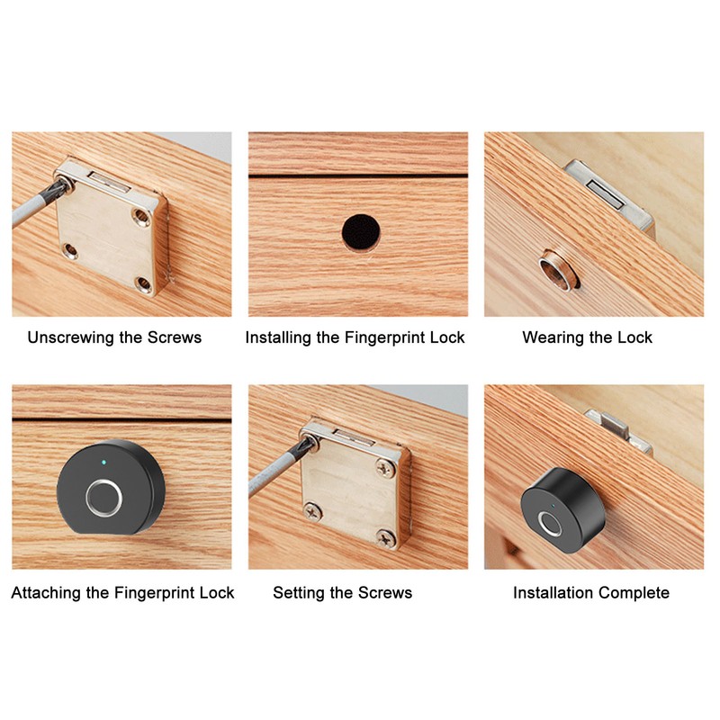 Fingerprint Cabinet Lock Smart Fingerprint Drawer Lock Perforation Free USB