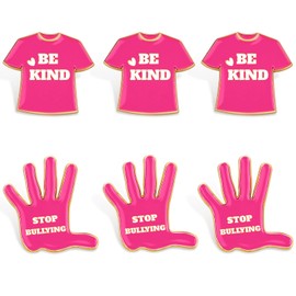 YLQQYL Pink Shirt Day Pins, Be Kind Shirt Pins Anti Bullying Brooch For Kids Women Men (Pink Shirt Shape+Plam Shape, 6)