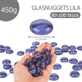 HAKACC 450 g Glass Nuggets Purple Decorative Glass Stones Mancala Stones Decorative Stones Children's Muggle Stones Mosaic Stones for Crafts 1.7 - 1.9 cm