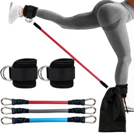 Resistance Bands Set with Ankle Strap, LIUCONGBD Ankle Weights Bands for Women, Glutes and Legs Exercise Equipment for Gym Home Workout Pilates Hip Fitness Training