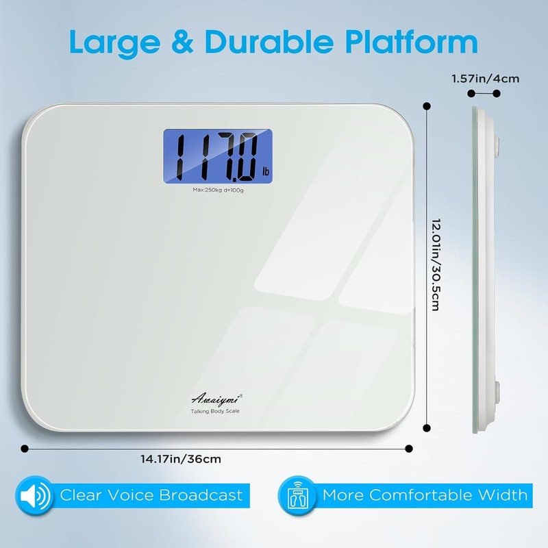 Talking Scales for Body Weight, Highly Accurate Digital Talking Bathroom