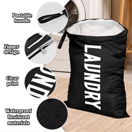 Nidoul 2 Pack Travel Laundry Bag Waterproof with Handle Dirty Clothes Storage Bags With Zips Wet Bag Suit Workout Swimming Gym Pool,Black