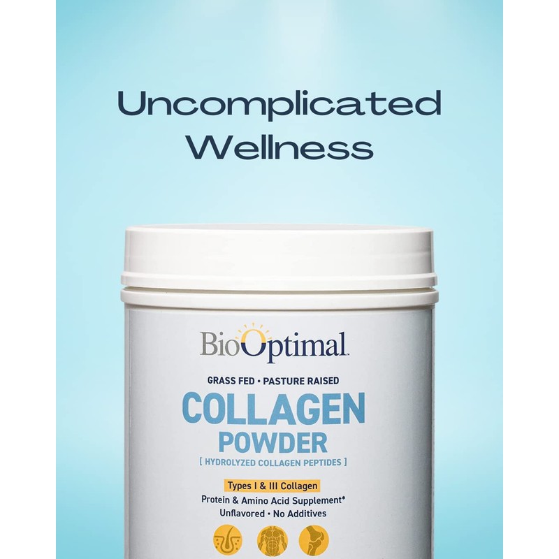 BioOptimal Collagen Peptides Powder - Grass-Fed, Pasture-Raised Hydrolyzed Protein Supplement