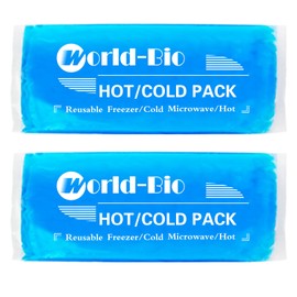 World-Bio Non-Hardening Ice Gel Packs, Cold & Hot Pack, Knees, Elbows, Shoulders, Wrists, Ankles, Ice Packs, Multipurpose Cooling and Heating Bag, No Condensation, Leak Proof, Reusable, Relax, Sports, Daily Life, Soft, Mini, 12.0 x 4.7 inches (30.5 x 12 