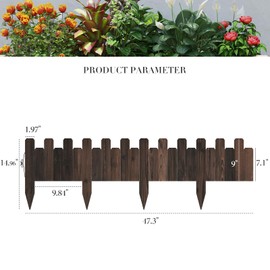 Wood Garden Edging Garden Fence Border No Dig Landscape Edging Lawn Border Decorative Flower Bed Border Courtyards Planting Tree Fence Patio Path Edging-9" H x 47.3" L (2PACK, Total Length 7.87ft)