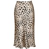 Womens Leopard Print Skirt Midi Long Length Silk Satin High