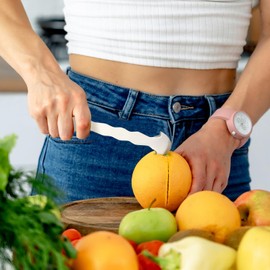 iziusy 2 Pcs Stainless Steel Orange Peeler Citrus Peeler Fruit Remover Opener Ergonomic Safe Cutter & Slicer Tool for Grapefruits, Lemons