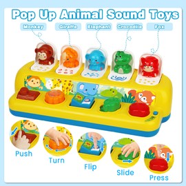 Libay Pop up Toys for 1 Year Olds Girls Boys Montessori Baby Toys with Music & Light, Animal Sound Early Development Interactive Toys Gifts for Toddlers 1 2 3 4 Year Old