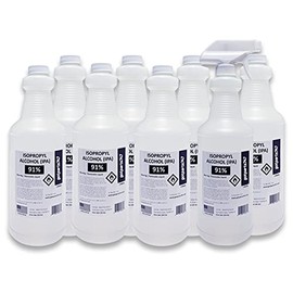 8 x 1000 ml Bottles Ultra High Purity USP Grade Isopropyl Alcohol 91% - 8 Liters (Which is More Than 2 Gallons) IPA 91 Percent - Made in The USA - Includes One Trigger Sprayer