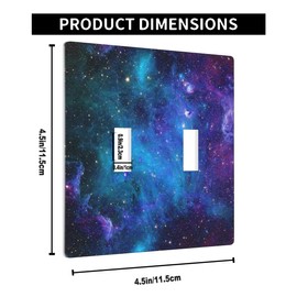 Pznen Galaxy Double Toggle Switch Covers Space Blue Night Starry Sky Stars Universe Mysterious Nebula 2-Gang Wall Plate Home Decorative Light Switch Covers for Teen Boy Girl Room