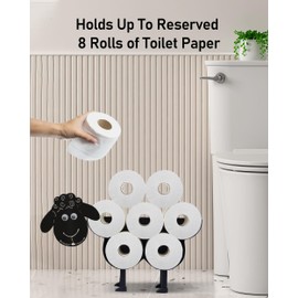 Wigag Sheep Toilet Paper Holder for Extra 8 Rolls, Wall Mounted Decorative Toilet Paper Storage, Farmhouse Bathroom Funny Decor Freestanding Accessories Storage Cabinet