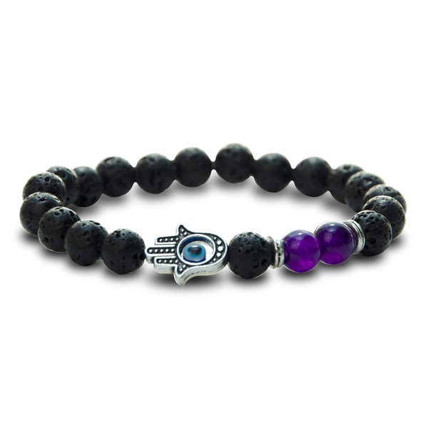 Serene Living Aromatherapy Essential Oils Diffuser Beaded Bracelet with 2 Dram Oil (Meditate Amethyst Stones)