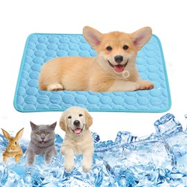 Haustier Kühlmatte, Waschbares Hundematte, Sommer Kühlkissen für Hunde, Selbst Kühlende Hundematte für Zuhause Unterwegs oder im Auto, 62 x 50 cm, M, Blau (Blau M)