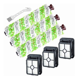 For Bissell CrossWave Pet Pro, Replacement Parts 2306A & CrossWave 1785 Series, 3 Pack 2460 Multi-Surface Pet Pro Brush Rolls + 3 Pack 1866 Vacuum Filters + 1 Pack Clean Brush，Compare to Part 1613568, 1608684
