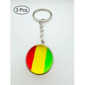 LLBFHH 3 Pcs Guinea Flag Key Chain,Cool Keychain for Car Keys, Stainless Steel Keyrings & Keychains,Used for Home Decoration, Jewelry Hanging Decorations.