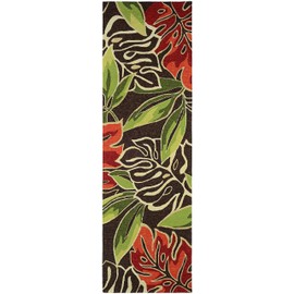 Couristan 43610366026086U Areca Palms Runner rug, 2'6" x 8'6", Brown/Forest Green