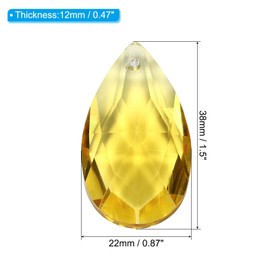 PATIKIL K9 Crystal Pendants Teardrop Beads, 4 Pack 38mm Chandelier Prisms Parts Hanging Beads DIY Lamp for Arts Crafts Decoration, Golden