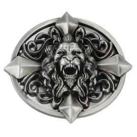 Longcreek Silver Celtic Knot Lion Belt Buckle, 9.4 × 8.4cm, Fits 1.5" Belts, Mixed Historical/Modern Style, Accessory, BUCKLE