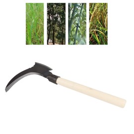 Double Cutter Made of Manganese Steel, Hardening Treatment, Sharp Blades, Double Sense, Multifunctional, Durable, Rustproof, for Cutting Firewood for Garden Tools (Single Cutting Head, Wooden Stick)