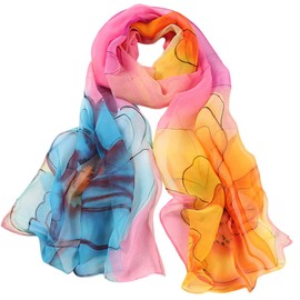 FAIRYGATE Schals für Damen Frauen Seidenschal Elegante Leichte Lange Verlaufsfarben 100% Seidenschal Anti Allergie Tuch Sonnenschutz A4218