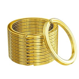Rohans 10 Pcs 25 mm Metal Flat Split Key Ring Circular Keychain Hoops Keyring Loop Keyring Connector (Gold)