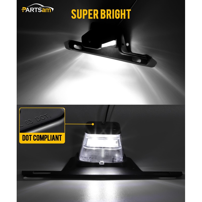 Partsam LED License Plate Light Waterproof 12V DC License Tag