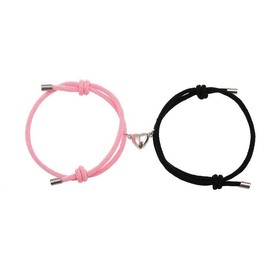Bracelet Couple Boyfriend Girlfriend Gift Simple Nylon Love Magnetic Bangles for Women Men - Color: Black&White