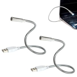 USB Anschluss Leselampe, USB Schwanenhals Lampe, 2 Stück Flexible Schwanenhals-Leselicht, Notebook-Leselampe, Für Notebook Computer Tastatur, für Lesen, Arbeiten, Reisen, Silber