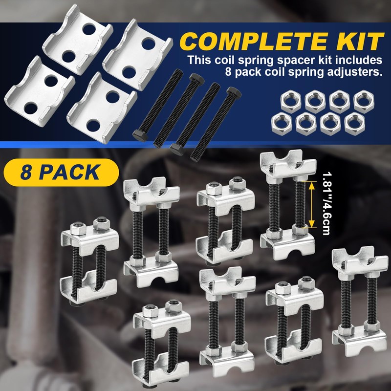 DASBET Adjustable 2-Way Coil Spring Spacers 8 Pack, 1”-2” Lift