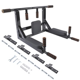 Black Wall Mount Pull Up Bar Multifunctional Dip Station for Indoor Home Gym Workout Pull Up Bar 440 lbs Training Equipment Mixizap