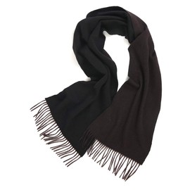 Prettystern Unisex 2-Colour Cashmere Reversible Fringe Scarf, Black-Brown Brown F11