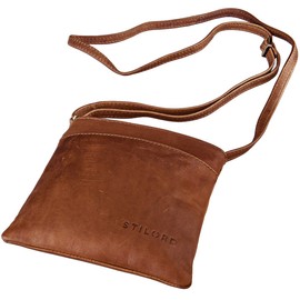 STILORD 'Lana' Small and Elegant Shoulder Bag Women Handbag Cross Body Bag Day and Night Woman Genuine Buffalo-Leather, Colour:Cognac-Brown
