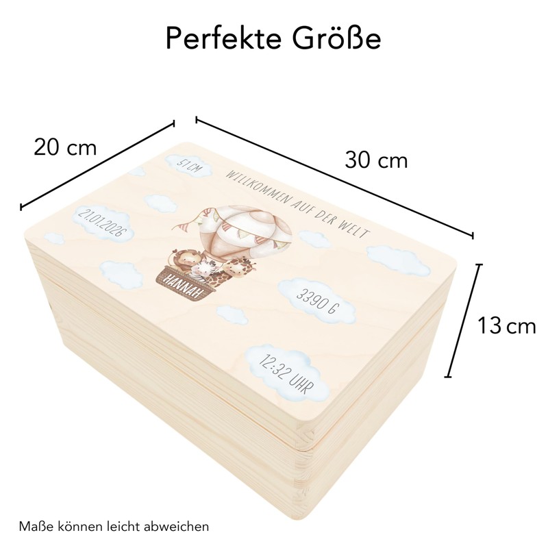 Erinnerungsbox Baby Heißluftballon personalisierte Erinnerungskiste Erinnerungsbox Geschenk zur Geburt Geburtsgeschenk