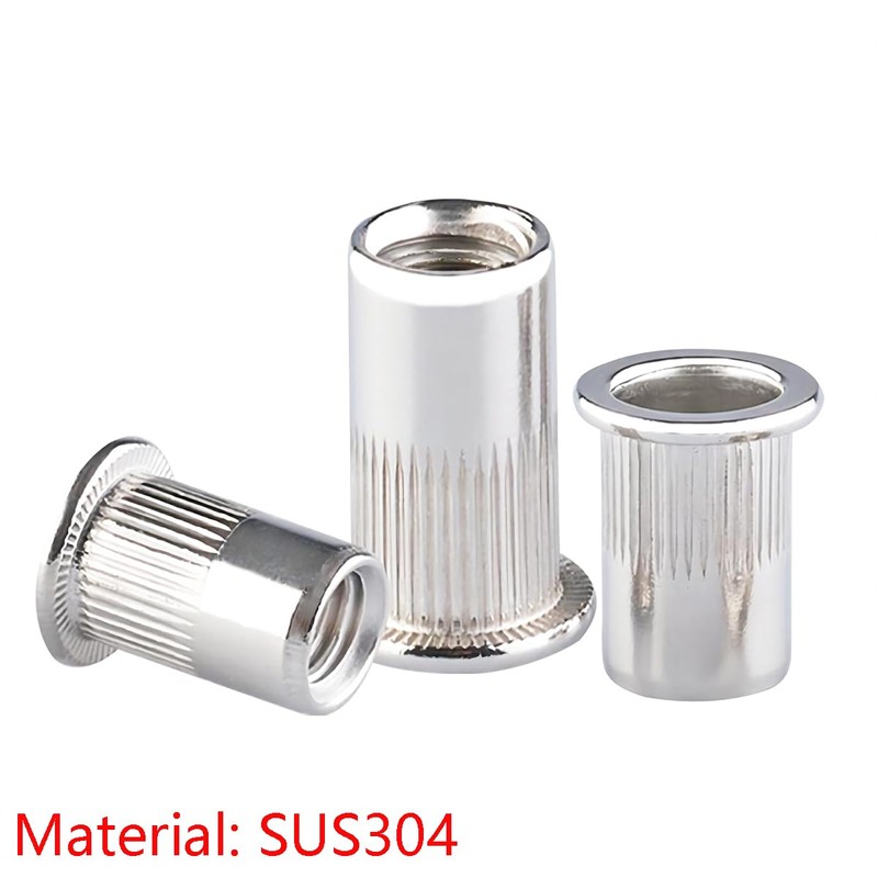 Qrity 50 PCS Rivet Nut, Stainless Steel Flat Head Threaded