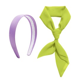 Green Scarf Daphne Lime Green Ascot Neck Silk Scarf Purple Headband Hankerchief Costume Accessories for Women