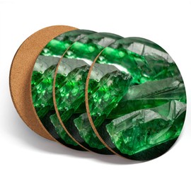 4 Set - Green Emerald Stone Imitation Coasters - Kitchen Drinks #3328