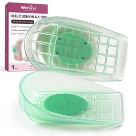 Heel Cups for Achilles Tendonitis - Silicone Gel Shock Absorption Heel Pads for Plantar Fasciitis, Sever’s Disease,Washable Shoe Cushion Inserts for Heel Spur Pain for Men Women, Green M