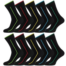 OCERA Neon Line 10 x Black Socks Unisex for Men and Women with Stylish, Modern Stripes in Muted and Colourful Neon Colours, Colourful stripes