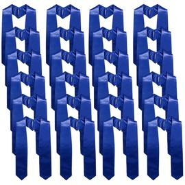 GraduationMall 24 Pieces 72 Inch Plain Graduation Stole Bulk Sublimation Blank Honor Graduation Sash Unisex Adult Royal